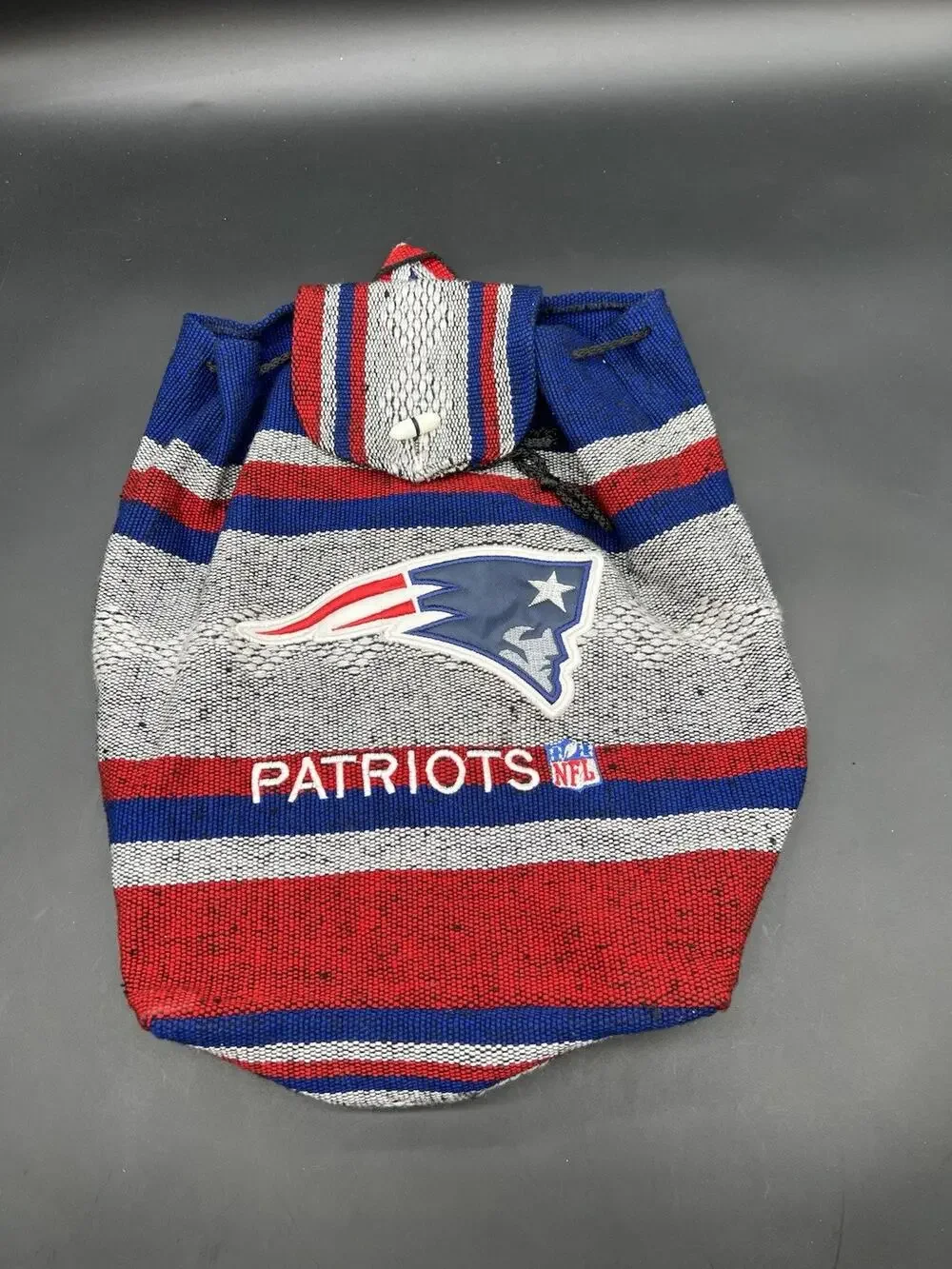 PATRIOTS Football Mexican Blanket Embroidered Backpack Bag Red White Blue